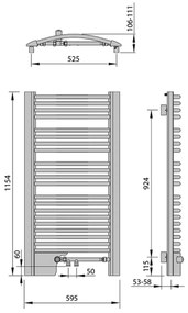 Sapho Egeus handdoekradiator brons 59.5x115cm 669W