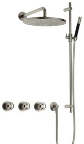Hotbath Cobber IBSW70 Regendoucheset inbouw - 38.5cm wandarm - 30cm ronde hoofddouche - staafhanddouche - glijstang - Geborsteld nikkel IBSW70GN57