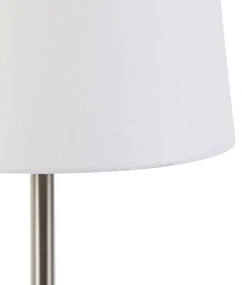 Stoffen Moderne tafellamp staal met witte kap 32 cm - Simplo Modern E27 rond Binnenverlichting Lamp