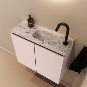 Mondiaz Ture DLux toiletmeubel 60cm rosee met wastafel glace rechts met kraangat