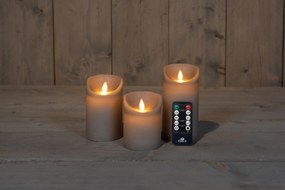 Anna's Collection - Ledkaarsen taupe - set van 3 stuks - diverse groottes - met afstandsbediening