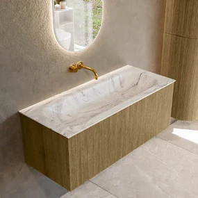 Mondiaz Kurve-dlux 110cm badmeubel dusk met 1 lade en wastafel big medium midden zonder kraangat glace