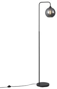 Art Deco vloerlamp zwart met smoke glas - Sandra