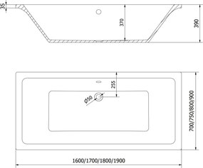 Mexen Cube rechthoekig bad 190 x 90 cm, wit - 55051909000