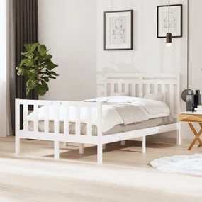 vidaXL Bedframe massief hout wit 120x200 cm