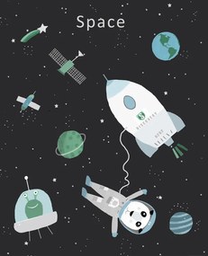 Ilustratie Funny Panda with Space Rocket, Carla Daly