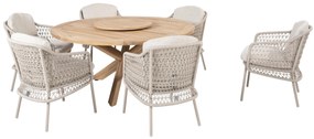 4 Seasons Outdoor Puccini tuinset met Prado tafel Ø 160 cm en Lazy Susan  Tuinset    beige weerbestendig