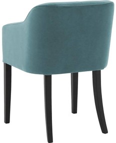 Goossens Eetkamerstoel Peda groen velvet stof met armleuning, elegant chic
