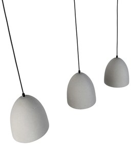 Moderne hanglamp zwart met grijs beton 3-lichts - Eton