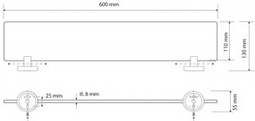 Sapho X-Round glazen planchet 60cm bevestiging achterkant zwart