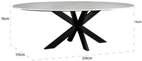 Richmond Interiors Lexington Ovale Eettafel Wit Marmer - 230 X 115cm.