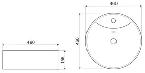 Kerra KR 138 keramische waskom 46cm zwart/goud