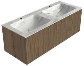 Mondiaz Kurve-dlux 120cm badmeubel dusk met 1 lade en wastafel leaf dubbel 2 kraangaten opalo
