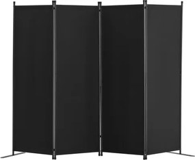VEVOR Room Divider 4-delig vouwscherm, opvouwbaar privacyscherm voor kantoor, slaapkamer, eetkamer, studeerkamer, balkon, vrijstaande roomdivider (228 x 45 x 172,5 cm), zwart