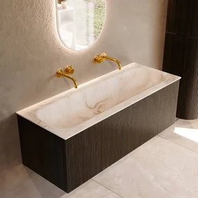 Mondiaz Kurve-dlux 120cm badmeubel shadow met 1 lade en wastafel big large midden zonder kraangat frappe