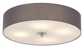 Stoffen Landelijke plafondlamp grijs 50 cm - Drum Modern, Landelijk / Rustiek E27 rond Binnenverlichting Lamp