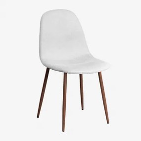 Glamm Eetkamerstoel Donker Hout & Stof Gebroken Wit - Sklum