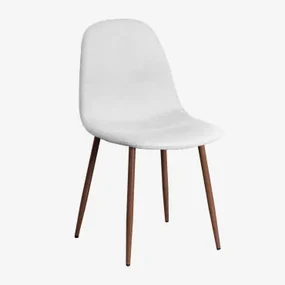 Glamm Eetkamerstoel Donker Hout & Stof Gebroken Wit - Sklum