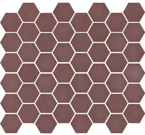 The Mosaic Factory Valencia hexagon glasmozaïek tegels 28x33 burgundy mat