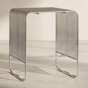 Retro Bijzettafel Zilver - 37 X 35cm.