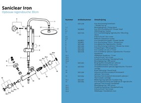 Saniclear Iron opbouw regendouche verouderd ijzer - gunmetal 30cm hoofddouche staaf handdouche