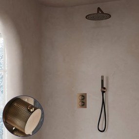 Saniclear Antique Curved Pro inbouw regendouche met 20cm hoofddouche en muurarm verouderd messing