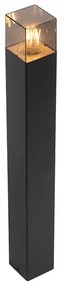 Staande buitenlamp zwart 70 cm IP44 met smoke glass - Denmark