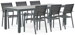 Tuinset 6 personen 220 cm Aluminium/textileen Grijs Lifestyle Garden Furniture Sella/Porto