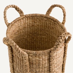 Hoge, ronde mand met 4 handvatten in waterhyacint, Tima