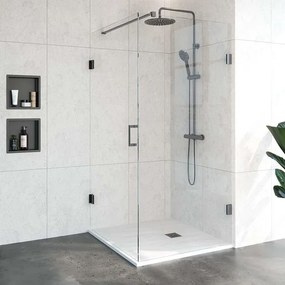 BRAUER Void douchecabine met draaideur helder glas 100x100x200 incl. glascoating PVD gunmetal geborsteld GS-VOC1H100100200GM
