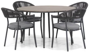 Tuinset Ronde Tuintafel 4 personen 125 cm Rope Grijs Santika Furniture Santika
