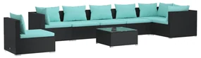 vidaXL 8-delige Loungeset met kussens poly rattan zwart