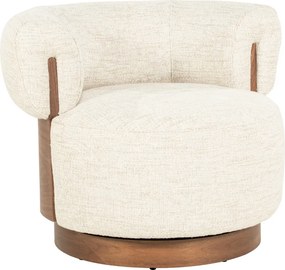 Fauteuil Met Hout Draaibaar Beige