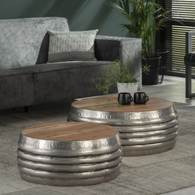 Ronde Salontafelset Metaal Met Hout