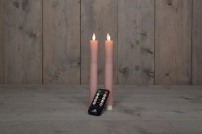 Anna's Collection - Led dinerkaars - roze - H 23cm - set van 2 stuks - met afstandsbediening