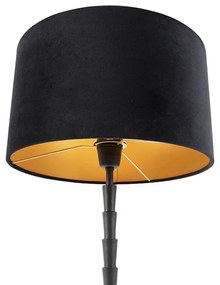Art Deco tafellamp met velours kap zwart 35 cm - Pisos Art Deco E27 cilinder / rond Binnenverlichting Lamp