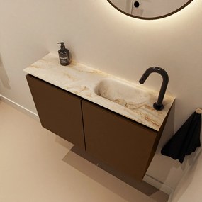 Mondiaz Ture DLux toiletmeubel 80cm rust met wastafel frappe rechts met kraangat