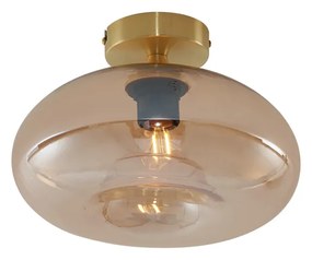 Art Deco plafondlamp messing met amber glas - Busa