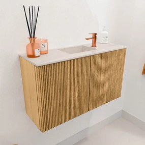 Mondiaz Joya DLux 70cm toiletmeubel oak met wastafel faye midden 1 kraangat meli