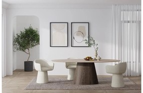 Goossens Eetkamerstoel Liselot beige stof graden draaibaar met return functie met armleuning,