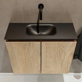 Mondiaz Ture 60cm toiletmeubel washed oak met wastafel urban midden geen kraangat