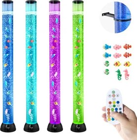 VEVOR Lavamp met 10 zwemmende vissen, 120 cm, bubbellamp, 16 kleurveranderende lichteffecten, afstandsbediening, sfeerverlichting, aquarium nachtlampje voor slaapkamer, woonkamer, huisdecoratie