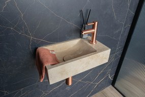 Saniclear White Travertin fonteinset met rechte kraan in geborsteld koper