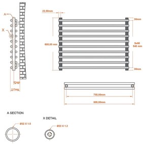 Eastbrook Murano radiator 80x60cm 864W antraciet