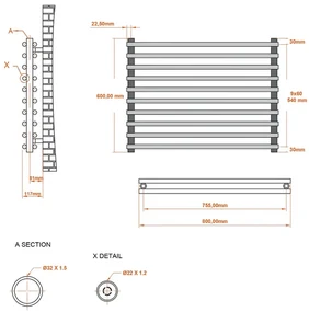Eastbrook Murano radiator 80x60cm 864W wit glans