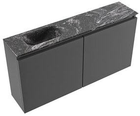 Mondiaz Ture DLux toiletmeubel 100cm dark grey met wastafel lava links met kraangat