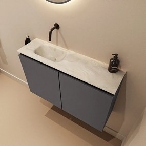 Mondiaz Ture DLux toiletmeubel 80cm dark grey met wastafel ostra links zonder kraangat