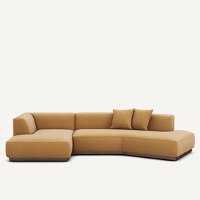 Open hoekbank links in linnen fluweel, JACOPO