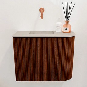 Mondiaz Joya DLux 50cm toiletmeubel ronding rechts ruby met wastafel faye links zonder kraangat opalo