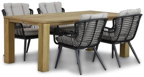 Tuinset 4 personen 200 cm Wicker/Aluminium/Aluminium/wicker Zwart Coco Azzano/Brighton